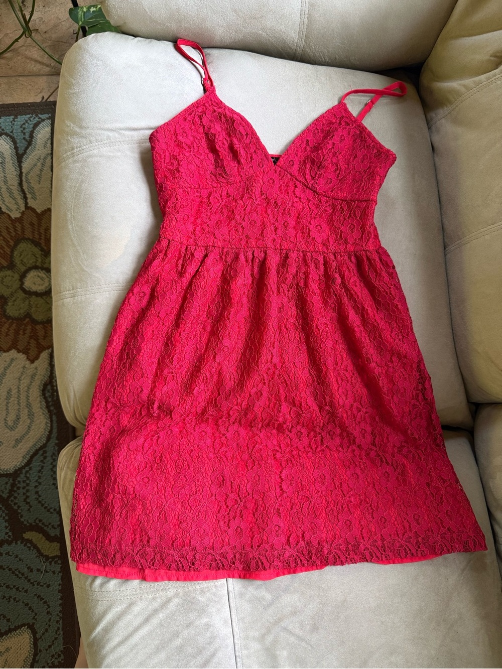 SHEIN Red Lace Mini Dress
